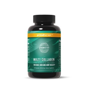 Primal Harvest Multi Collagen Pills for Women and Men (Type I, II, III, V, X) 120 Capsules w/Vitamin C for Hair, Skin, Nails - 1 of 4