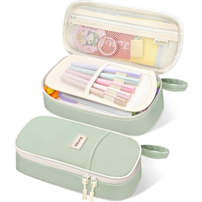 Paaaawaters Cute Pencil Case, Aesthetic Pen Pouch, Colored Large Pencil Bag with Zipper, Kawaii Stationery Storage and Organizer