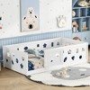 CAVINAS Twin/Full Size White Bed Frame with Heightened Guardrails,Solid Wood Floor Bed for Kids Room,Bedroom - 2 of 4