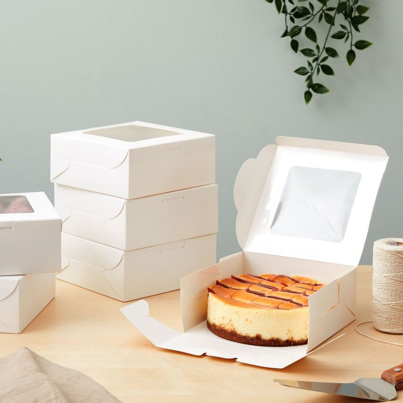 Juvale 50 Pack 6x6 Bakery Boxes with Window for Desserts, Treat Containers for Cupcakes, Pastries, Cookies (White), 2 of 10