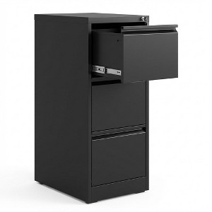 Munora 40" Metal Vertical File Cabinet with Lock - Steel Filing Cabinet, Full Extension Drawers & Anti-Tilt Design, Black for Home Office - 1 of 4