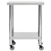 vidaXL Kitchen Work Table, with Wheels 31.5"x11.8"x33.5" Stainless Steel - 3 of 4