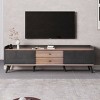 63'' Mid Century TV Stand for TVs up to 70'',Entertainment Center with 2 Cabinets,Open Compartments for Living Room – The Pop Home - 3 of 4