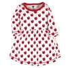 Hudson Baby Infant and Toddler Girl Cotton Long-Sleeve Dresses 2pk, Apple - 2 of 3