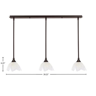 Toltec Lighting Any 3 - Light Chandelier in  Dark Granite with 7" Gold Ice Shade