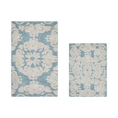 Medallion Collection 2 Piece 100% Cotton Tufted Bathroom Rug Set  with Non-Slip Backing, Machine Washable, Tumble Dry Bath Mat