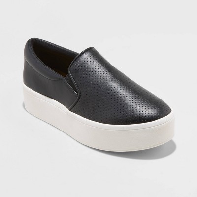 black platform slip on