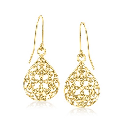 Ross-Simons 10kt Yellow Gold Openwork Teardrop Earrings