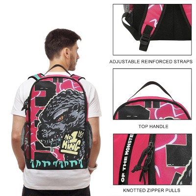 Godzilla Large Graphic 17.5" Pink Backpack — фото 4
