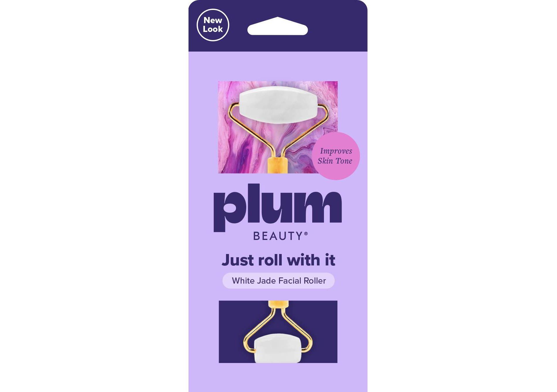 Plum Beauty White Jade Face Roller: Skincare Tool for Pore Reduction, Suitable for All Skin Types