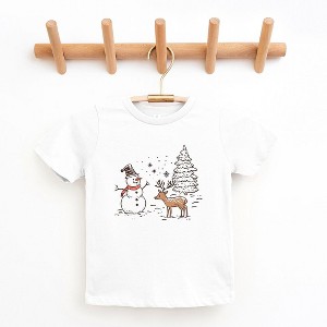 The Juniper Shop Deer Snowman Scene Toddler Short Sleeve Tee - 1 of 3
