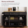 YOOCOZZ 54" Rustic Rolling Kitchen Island with Rubber Wood Drop Leaf, Large Storage Drawers and Cabinets - 3 of 4