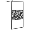 vidaXL Walk-in Shower Wall 39.4"x76.8" ESG Glass with Stone Design Black - 2 of 4