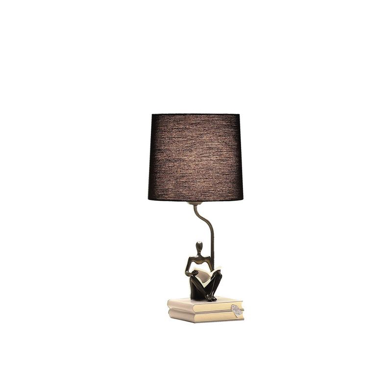 20.5&#34; Reader Sitting A Gray Stack of Books Polyresin Table Lamp Black - Ore International, 3 of 5