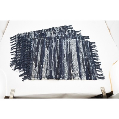 Saro Lifestyle Denim Chindi Placemat (Set of 4 pcs), Navy Blue