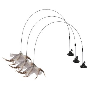 Unique Bargains Cat Teaser with Suction Cup and Bell Fluffy Plume Teasing Sticks - 1 of 4