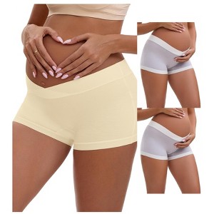 INSPIRE CHIC Women's Low Waist Under the Bump Maternity BoyShorts Pregnancy Seamless Ladies Panties 3 Packs - 1 of 4
