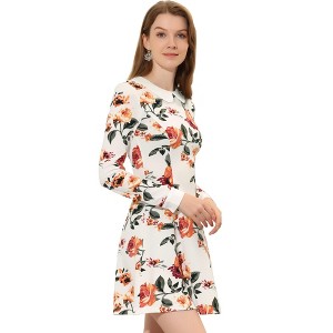 Allegra K Women's Peter Pan Collar Contrast Printed A-Line Short Dresses - 1 of 4