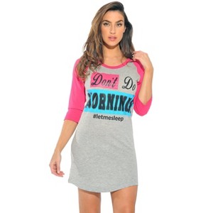 Just Love 100% Cotton Sleep Dress for Women Baseball Sleeve Nightshirt - 1 of 2