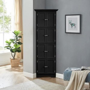 Akoasm 72 in. H Modern Storage Cabinet with Doors and 4 Shelves for Living Room, Bedroom & Bathroom-Black - 1 of 4