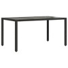 vidaXL Garden Table Black Poly Rattan, Tempered Glass, Powder-Coated Steel - 2 of 2