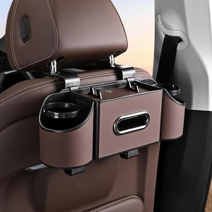 4-in-1 Back Seat Car Organizer with Cup Holders & Tissue Box, Napkin Holder Storage for Phones & Snacks - 1 of 4