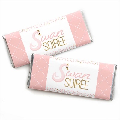 Big Dot of Happiness Swan Soiree - Candy Bar Wrapper White Swan Baby Shower or Birthday Party Favors - Set of 24