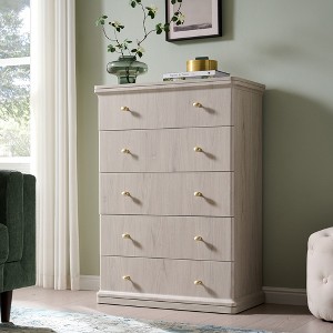 cream tall dresser 5 Drawer Dresser for Bedroom, 42
