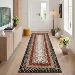 Machine Washable Area Rug - Non-Slip Stain Resistant Low Pile Carpet Modern Braided Farmhouse Rug for Living Room Bedroom Dining Room Office - 1 of 4