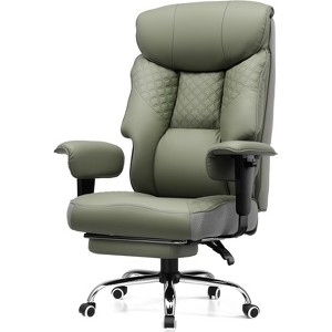 COMHOMA Big and Tall Office Chair 400lbs High Back Chair with Ergonomic Lumbar Support, Leather Executive Chair with Footrest - 1 of 4