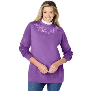 Woman Within Layered-Look Sweatshirt - 1 of 4