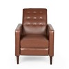 Upholstered Mid-Century Modern Recliner with Thicker Seat Cushion and Wooden Legs - 2 of 4