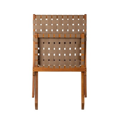 Sava Brown Acacia Wood Folding Chair with Woven Seat