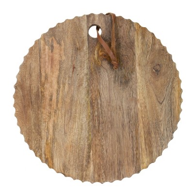 Large Round Hand Carved Wood Serving Cutting Board - Foreside Home & Garden