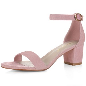 Allegra K Women's Open Toe Block Heel Adjustable Buckled Ankle Strap Sandals - 1 of 4