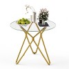 Gulches 35.4" Round Tempered Glass Dining Table - Gold Metal Legs, Space-Saving for Small Kitchen/Dining Room/Living Room, Seats 1-4 People - 4 of 4