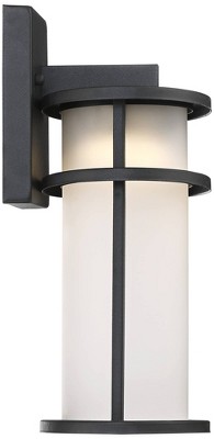 John Timberland Aline Modern Outdoor Wall Light Fixtures Set Of 2 Black ...