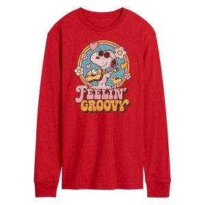 Men's - Peanuts - Feelin Groovy Snoopy And Woodstock Long Sleeve Graphic T-Shirt - 1 of 3
