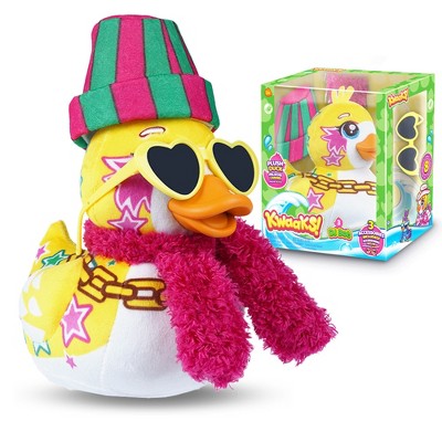 Maxi Kwaaks DJ Bob Duck Plush - 15 cm Printed Soft Toy with Stitched Eyes, Fluffy Texture & 3 Music-Inspired Accessories - Mix & Match Plush Fun