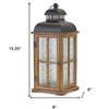 HomeRoots Set of Two Brown and Black Frosted Glass Wood and Metal Floor Lantern Candle Holders - 3 of 4