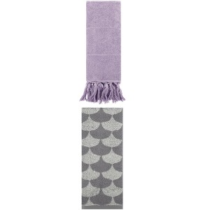 REGALWOVEN 2 Packs Cotton Geometric and Solid Absorbent Soft Hand Towel for Bathroom Kitchen - 1 of 4