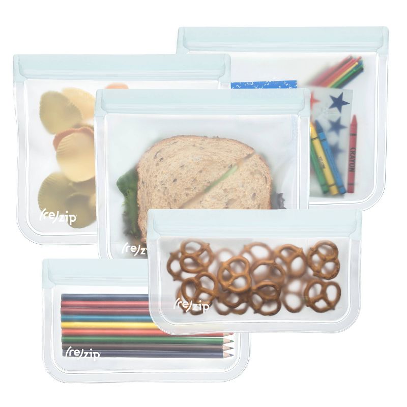 (re)zip Reusable Leak-proof Food Storage Bag Kit  - Snack &#38; Lunch - Clear - 5ct, 1 of 16