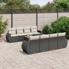 vidaXL 9 Piece Patio Sofa Set with Cushions Black and Cream Poly Rattan - 2 of 4