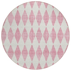 Pink And Ivory Geometric Washable Indoor Outdoor Area Rug - 1 of 4