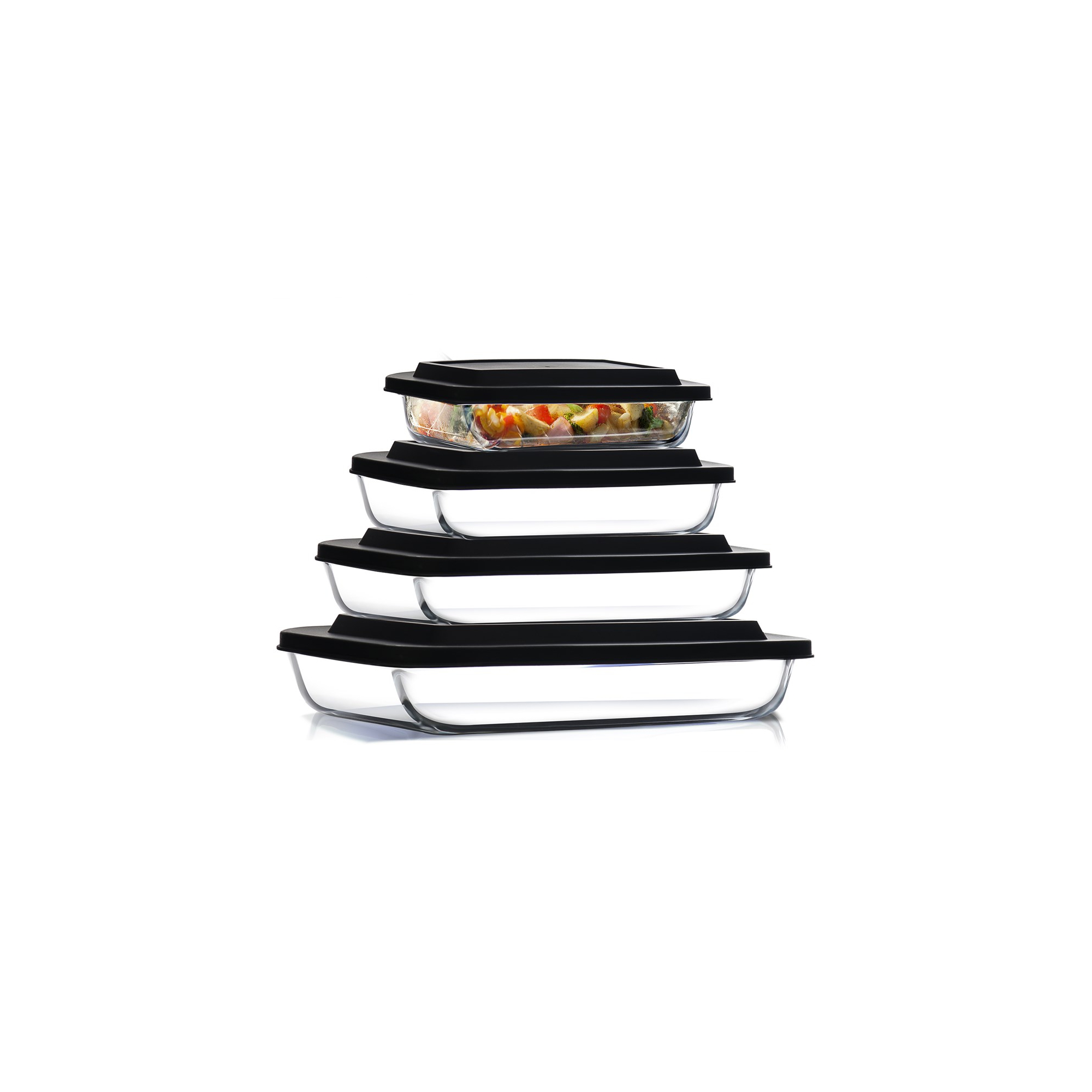 Joytable 4-Pack Baking Pans Set, Glass Food Storage Containers with Lids, Glass Baking Dishes for Oven