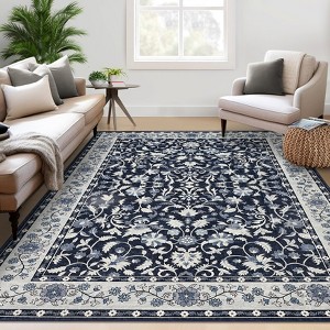 Area Rugs Floral Rug Non Slip Large Living Room Rug Washable Vintage Bohemian Soft Carpet for Bedroom Home Office - 1 of 4