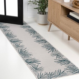 Isla Coastal Cottage Palm Frond Border Indoor/Outdoor Area Rug - JONATHAN Y - 1 of 4