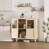 Acekool 29" Farmhouse Sideboard: Glass Door Cabinet with Adjustable Shelves, Narrow Storage for Kitchen, Dining & Small Spaces (Pear Finish) - 2 of 4