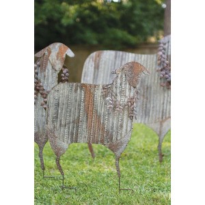 Kalalou CozyHome Set of Three Corrugated Metal Christmas Sheep – Yard Art Decor - 1 of 4