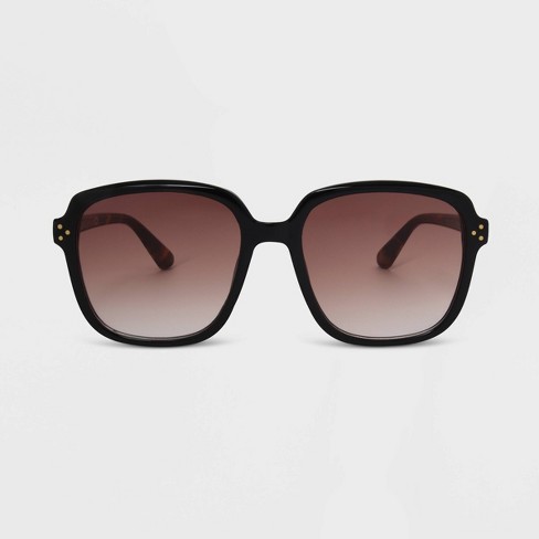 Black Matte Oversized Square Frame Sunglasses